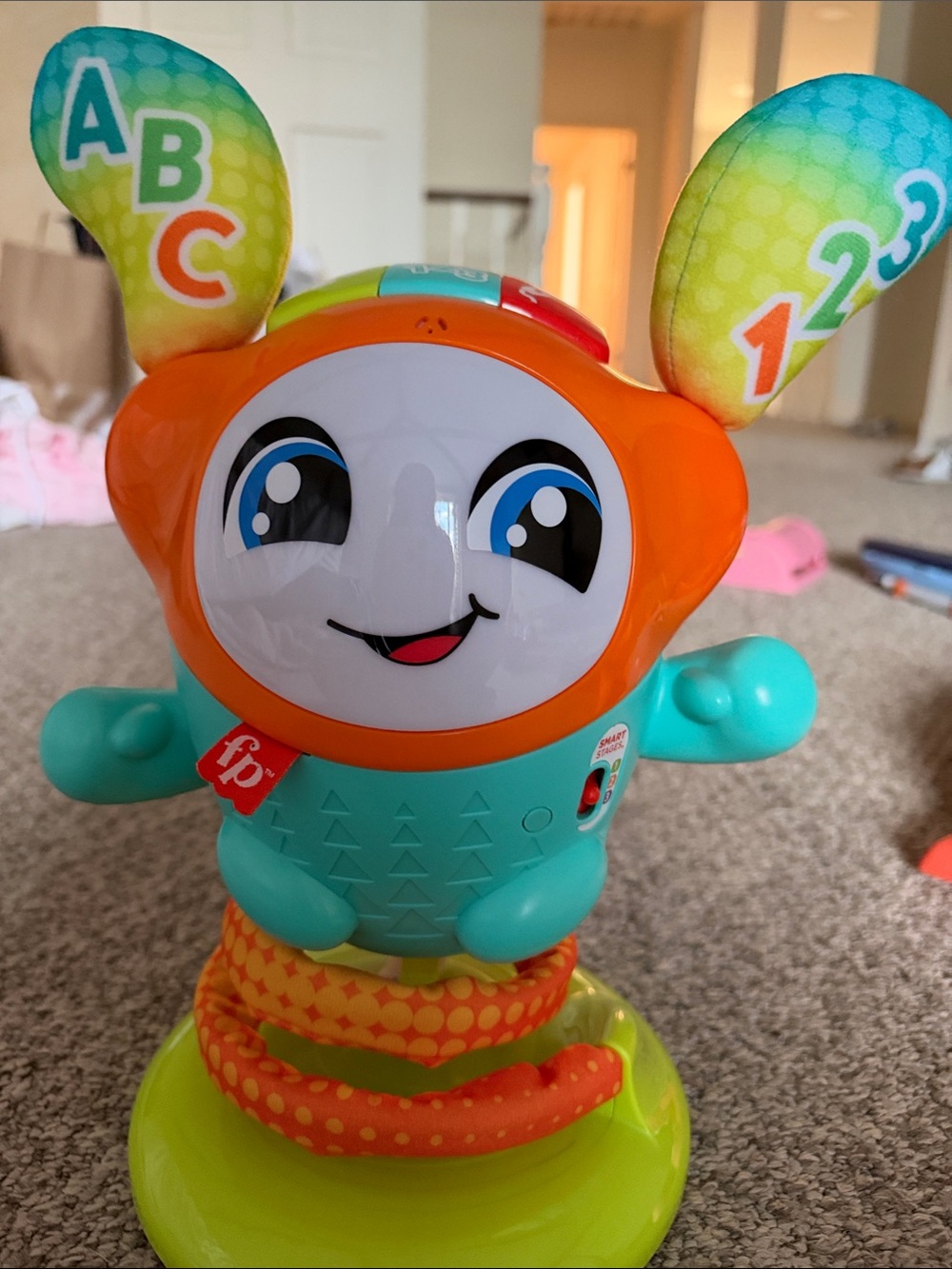 Fisher-Price Orange and Teal Musical ABC & 123 Learning Bunny perfect condition